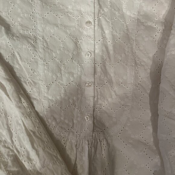 J Crew White Eyelet Blouse Size Small Long Sleeve 100% Cotton 💗 - Picture 11 of 14